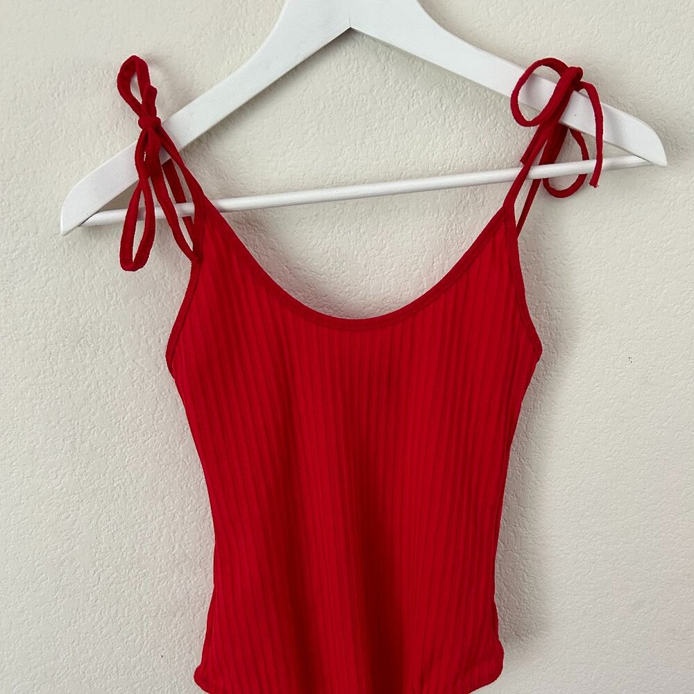 Red Bodysuit with Shoulder Ties